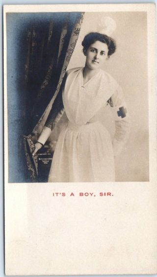 1910s Rppc Real Photo Postcard Birth Announcement Nurse " It 