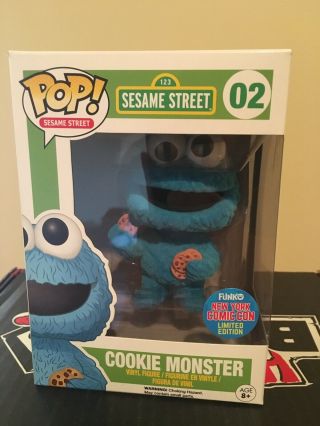 Funko Pop Sesame Street Flocked Cookie Monster Nycc 2015 Exclusive York Con