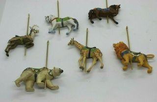 Hallmark Keepsake Carousel With 6 Figures W Tags Giraffe Reindeer Lion