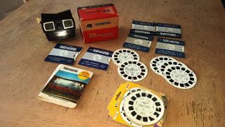 View - Master Model E Bakelite Viewer With Cream Lever & Box / With Reels