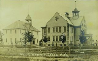 C.  1910 Pellston,  Mich.  School House Rppc Real Photo Postcard F31