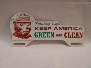 Smokey The Bear Keep America Green & Forest Service License Plate Topper
