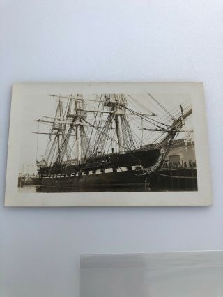 Rppc San Pedro,  Ca Uss Constitution Ship 1930’s Vintage Postcard Antique