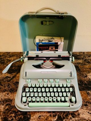 1965 Hermes 3000 Typewriter With Case And Manuals