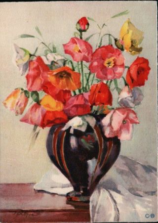 Stehli Artist Signed Flowers In Vase Vintage Postcard No.  2722