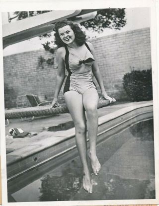 Barbara Hale,  Rko Starlet - 1944 Sexy Leggy Cheesecake Press Photo Vv