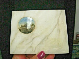 Antique Venice Italy Marble Paperweight Shaped Like Book reverse painted picture 2