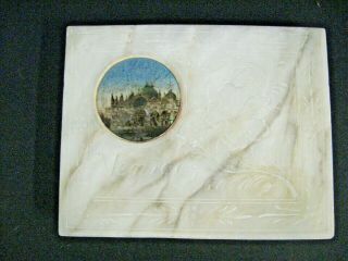Antique Venice Italy Marble Paperweight Shaped Like Book reverse painted picture 6
