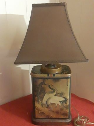 Frederick Cooper Metal Tin Lamp With Whooping Crane 