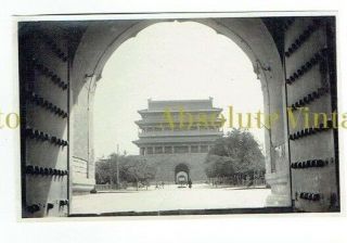 Chinese Postcard Size Photo Chien Men Gate Peking / Beijing China Vintage C.  1920