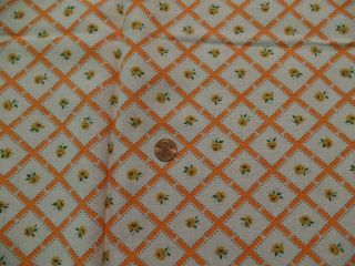 Vintage Feedsack Fabric,  On Point Orange/White Grid,  Small Yellow/Brown Rose 3