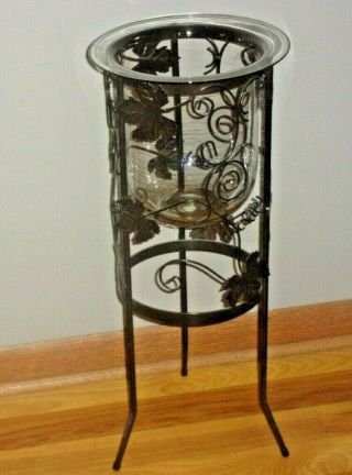 Partylite 3 Wick Seville Grape Leaf Wrought Iron Glass Candle Holder Retired 2