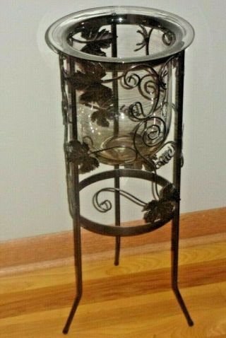 Partylite 3 Wick Seville Grape Leaf Wrought Iron Glass Candle Holder Retired 3