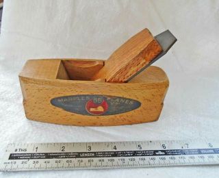 Rare Vintage 1 1/2 " Iron 6 " Beech Coffin Shaped Block Plane By Marples Old Tool