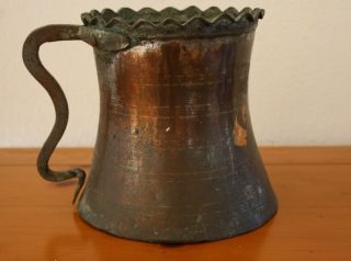 Rare Antique Vintage Copper Handled Pot Pitcher