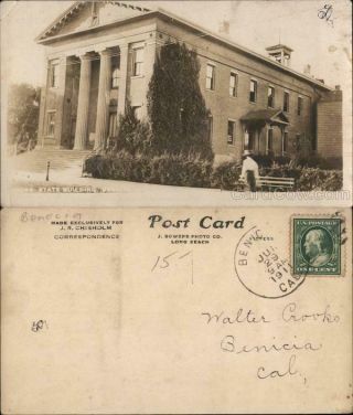 1911 Rppc State Building Benicia Solano County California Real Photo Post Card