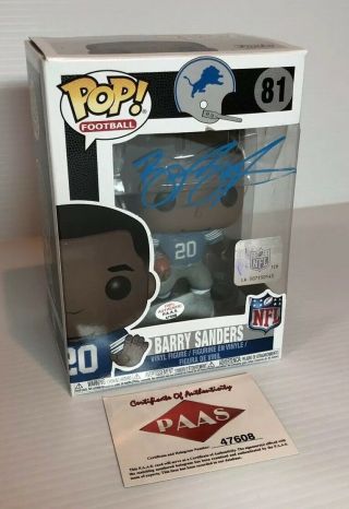 Barry Sanders Aurographed Funko Pop With