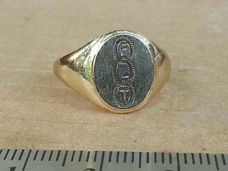 Very Old 10k Gold Flt Masonic Odd Fellows Signet Style Ring 3.  5 Grams Size 7.  5