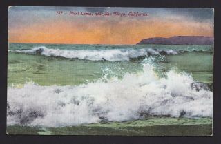 Old Vintage Surf Postcard Of Point Loma Near San Diego Ca Panama Exposition