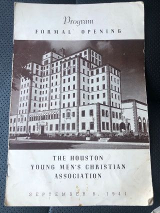 1941 Ymca Downtown Houston Texas Grand Opening Program Vintage