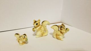 Vintage Bone China Animals 3 Squirrels With Acorns