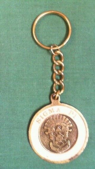 Vintage SIGMA PI Keychain Key Ring Letters Small Paddle Shaped key Chain R21T1 2