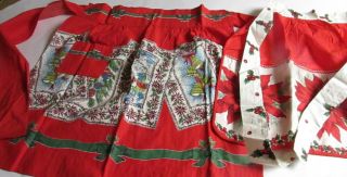 (two) 2 Vintage Aprons 1950s/60s Christmas John Wolf Textiles Exc ?nos