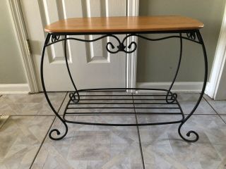 Longaberger Wrought Iron Hope Chest Stand W Wood Top 20” Tall Side Table