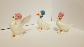 Vintage Bone China Animals 3 Geese With Hats Mother Goose