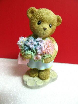 Cherished Teddies Teddy Bear Girl With Bouquet Of Flowers Robyn Figurine