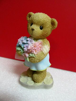 Cherished Teddies Teddy Bear Girl with BOUQUET of FLOWERS Robyn Figurine 2