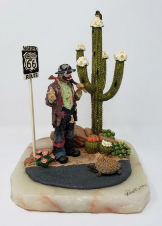 Ron Lee Clown Figurine Emmett Kelly Route 66 Desert Arizona Onyx 24k Gold