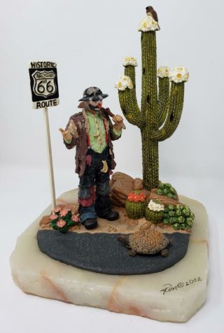 Ron Lee Clown Figurine Emmett Kelly Route 66 Desert Arizona Onyx 24k Gold 2
