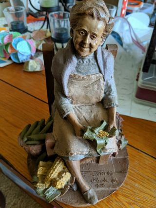 1986 Artist Tom Clark Old Woman Gnome Sculpture " Leah " Signed Figurine