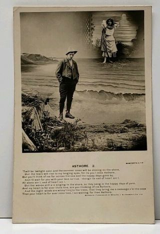 Bamforth Song Card Asthore 2.  Man Dreaming Of A Woman 1907 Iowa Postcard F13
