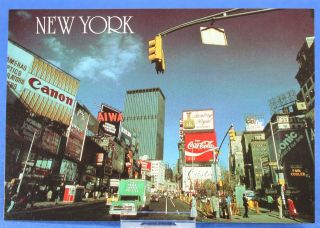 Times Square In The Daytime,  Coca - Cola Sign,  Vintage Postcard,  York 1985