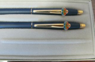 Cross Ballpoint Pen Pencil Set 240105 Blue Amoco Logo Vintage W Box