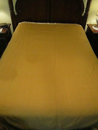 Vintage North Star Wool Blanket W Satin Binding Goldenrod Yellow Color 88 " X72 "