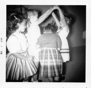 London Bridge Is Falling Down - Girls Kids Playing Song Game Vtg 1950s Photo 173