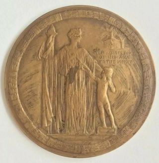 Rare 1916 Indiana Centennial 1816 - 1916 Bronze Medal 2 1/2” 142