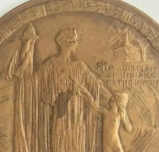Rare 1916 Indiana Centennial 1816 - 1916 Bronze Medal 2 1/2” 142 5