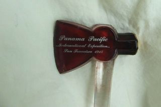 1915 Panama Pacific Exposition Souvenir Ruby Red Glass Ax 2