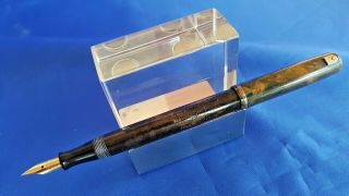 Vintage Waterman Ideal 92 Fountain Pen - Green/brown - Extra Flexible 14k Gold Nib F