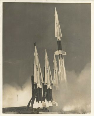 U.  S.  Army Mim 14 Nike Hercules Missiles Being Launched See Back Fo Photo