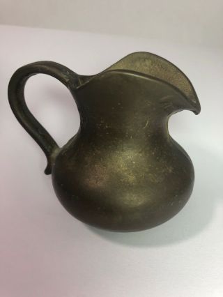 Vintage Italian Hand Made Solid Brass Pitcher Italy Small Patina