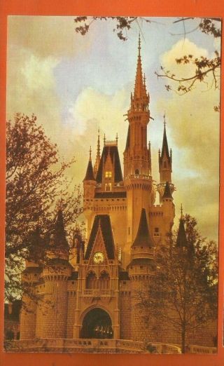 Walt Disney World/ Cinderella Castle In Fantasyland/ Sunset/ Chrom Postcard