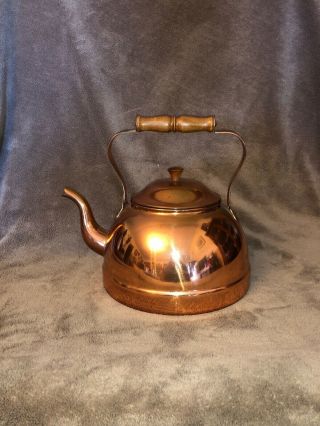 Vintage Odi Made In Portugal Solid Copper Tea Kettle Approx 2 Quarts