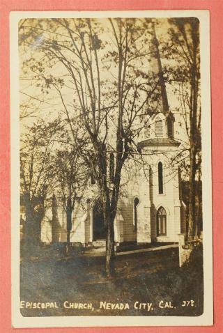 1912 Real Photo Postcard Episcopal Church Nevada City California Ca