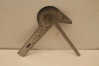 Vtg Machinist Tool General Stainless Steel No 16 Hardware Mfg Co Protractor Rule
