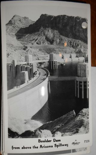 Rppc Frashers Boulder Dam Above The Arizona Spillway,  Postcard F226 Early Cars